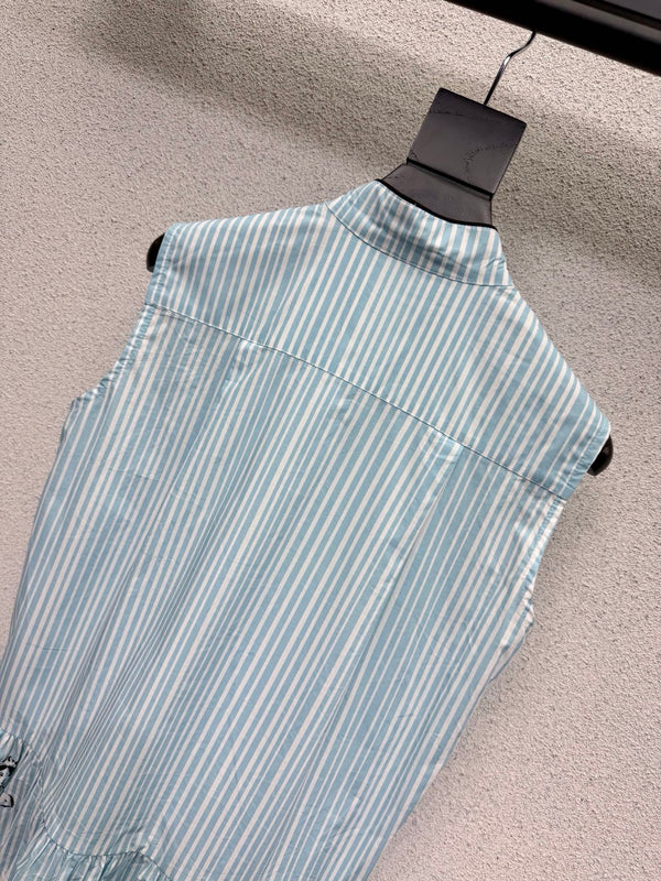 CD 26s Dioriviera Short Flared Dress White Blue Cotton 398326