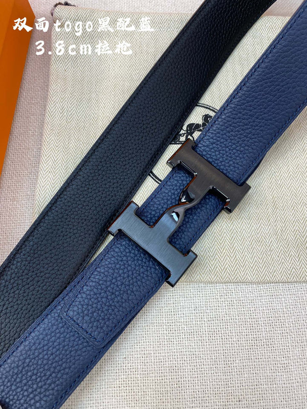 FIBBIA PER CINTURA HM H E CINTURINO REVERSIBILE BLU NAVY 38 MM FERRAMENTA NERA