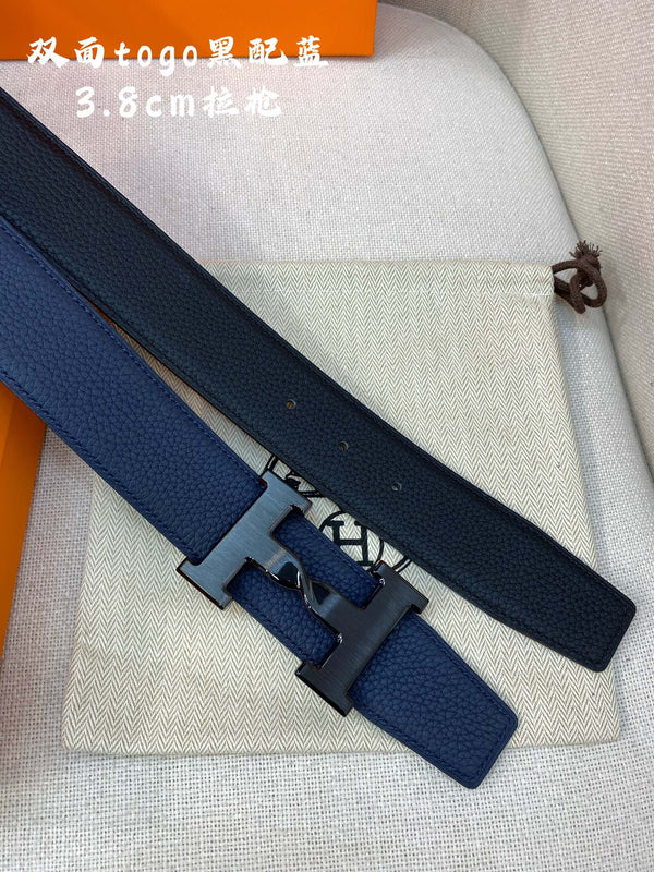 FIBBIA PER CINTURA HM H E CINTURINO REVERSIBILE BLU NAVY 38 MM FERRAMENTA NERA