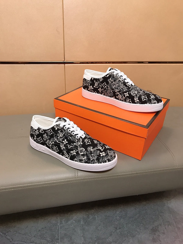 LV TRAINER BLACK MIX WHITE MONOGRAM JACQUARD