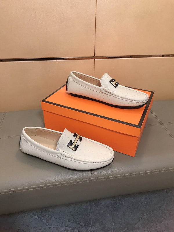 Mocassino da uomo HM in pelle di vacchetta beige 686623