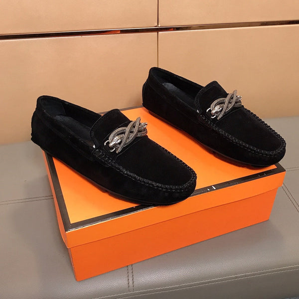 Mocassino GG da uomo 25 Snake in pelle scamosciata nera 748028
