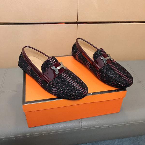 Mocassini coreani da uomo HM, neri, bordeaux, goffrati