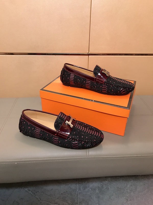 Mocassini coreani da uomo HM, neri, bordeaux, goffrati