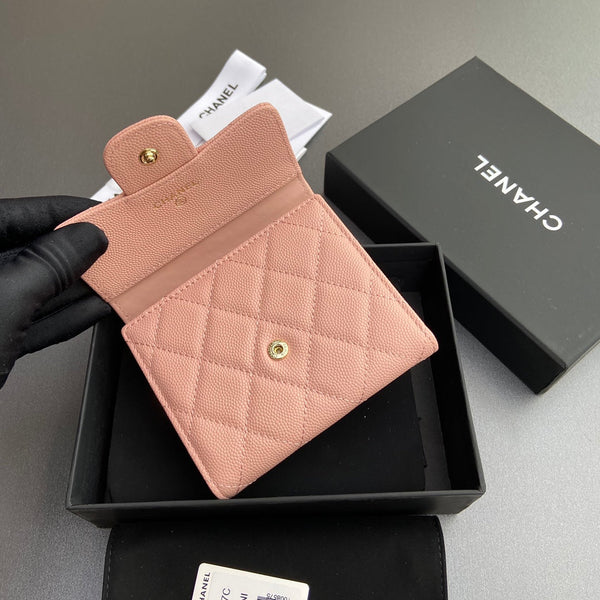 CC 82288 Portafoglio classico con patta rosa chiaro caviale GHW 229888