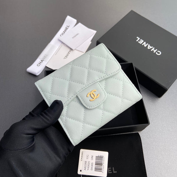 CC 82288 Classic Flap Wallet Light Blue Caviar GHW 229892