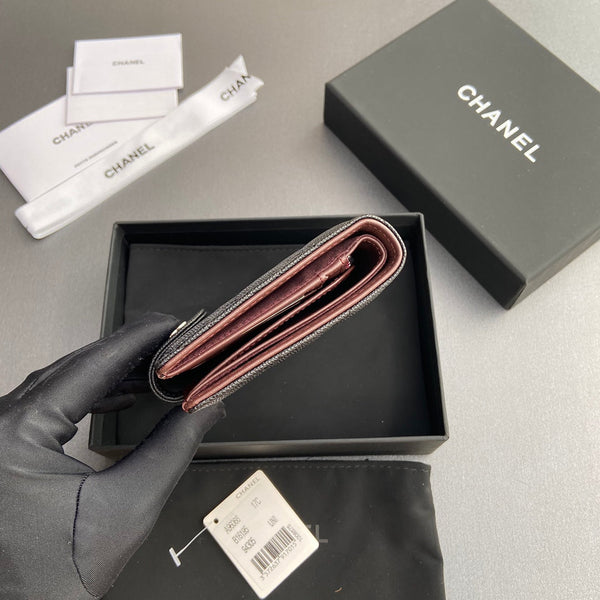 CC 96066 Compact Wallet Black Caviar Sliver Steel 234611