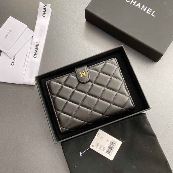 CC 96066 Compact Wallet Black Sheepskin GHW 234609