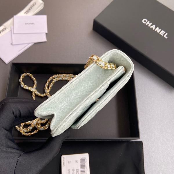 CC Mini Crossbody Bags 20cm Light Blue Caviar GHW 234830