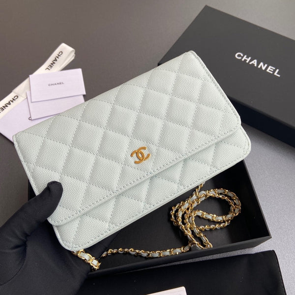 CC Mini Crossbody Bags 20cm Light Blue Caviar GHW 234830