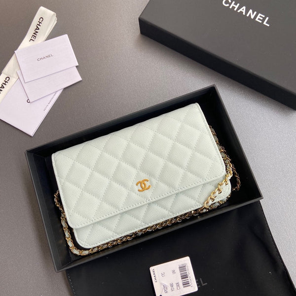 CC Mini Crossbody Bags 20cm Light Blue Caviar GHW 234830