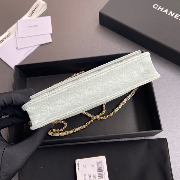 CC Mini Crossbody Bags 20cm Light Blue Caviar GHW 234830