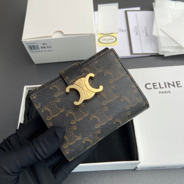 TRIOMPHE Fine Strap Wallet Nino Tan Cowhide & Canvas GHW