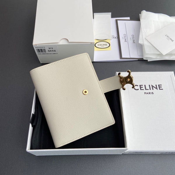 TRIOMPHE Medium Strap Wallet White Grain Cowhide GHW
