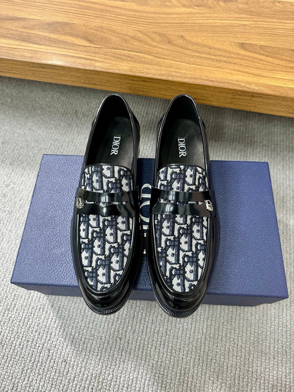 CD Timeless Loafer Black Technical Fabric Cowhide 638620