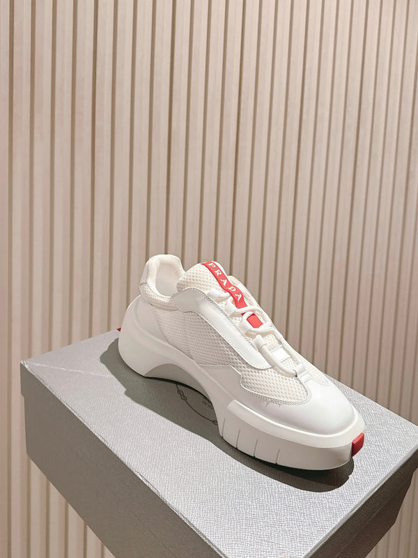 PRA 25s America's Cup Sneakers White Red Mesh & Cowhide 449690