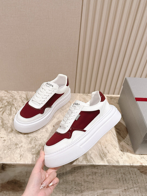 PRA 25s Low-Top Sneakers White/Burgundy Leather & Fabric 449698