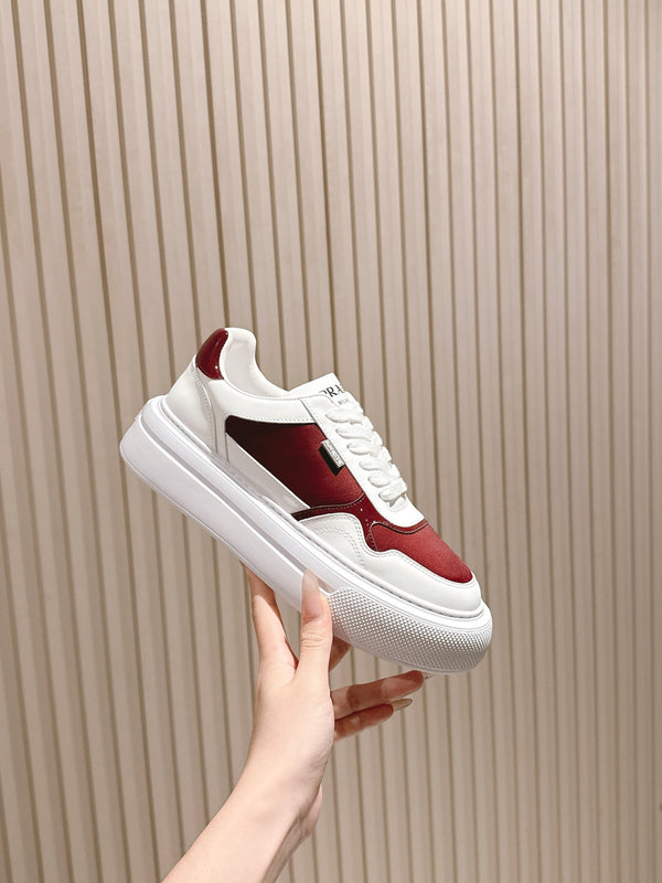 PRA 25s Low-Top Sneakers White/Burgundy Leather & Fabric 449698