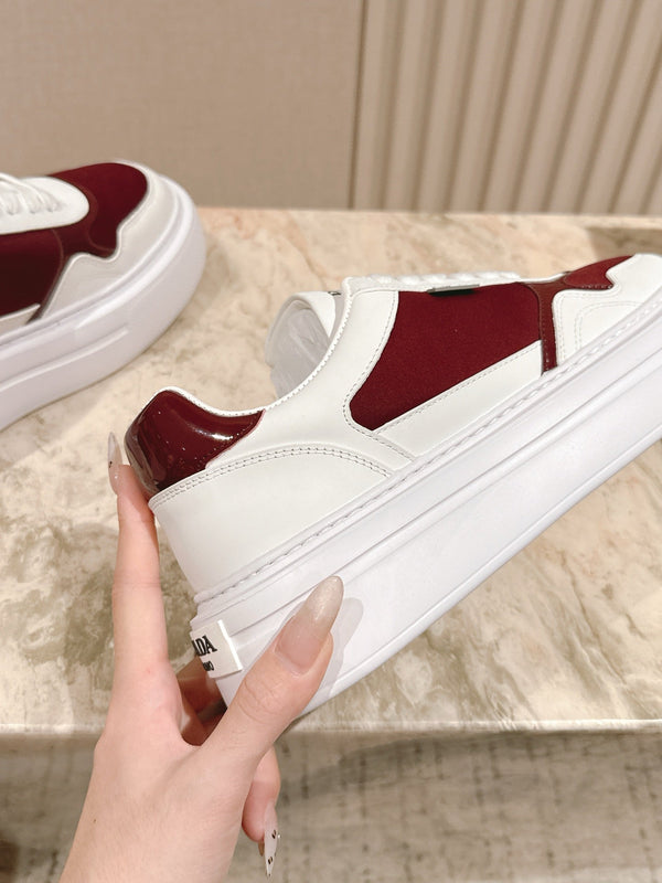 PRA 25s Low-Top Sneakers White/Burgundy Leather & Fabric 449698