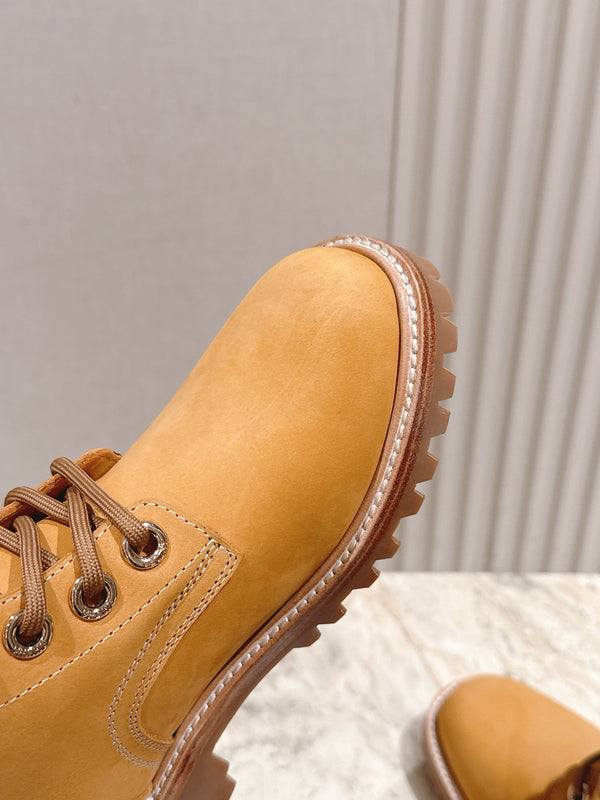 CELINE Kurt Lace-Up Mid Boot Light Brown Nubuck Calfskin 452784
