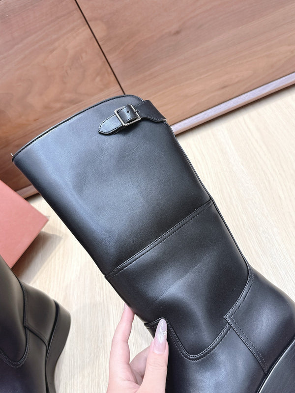 LP Lupo Mid-Calf Boot 20mm Black Cowhide Sheepskin 447741