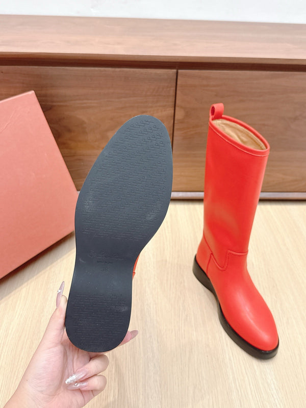 LP Mid-Calf Boots 20mm Red Cowhide Sheepskin 447743