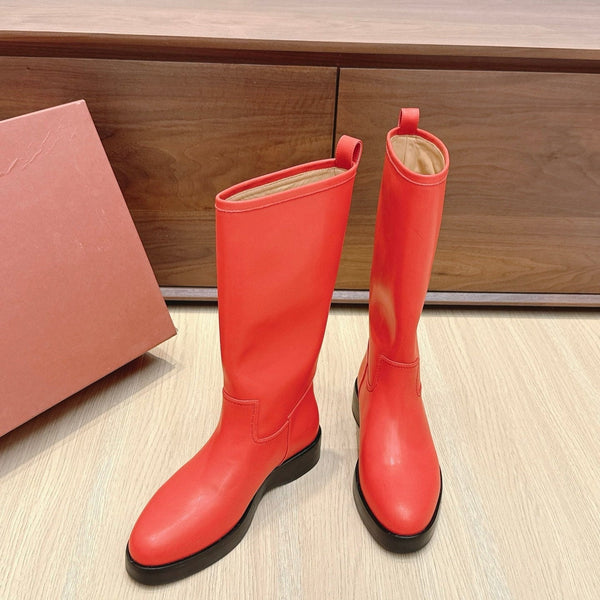 LP Mid-Calf Boots 20mm Red Cowhide Sheepskin 447743