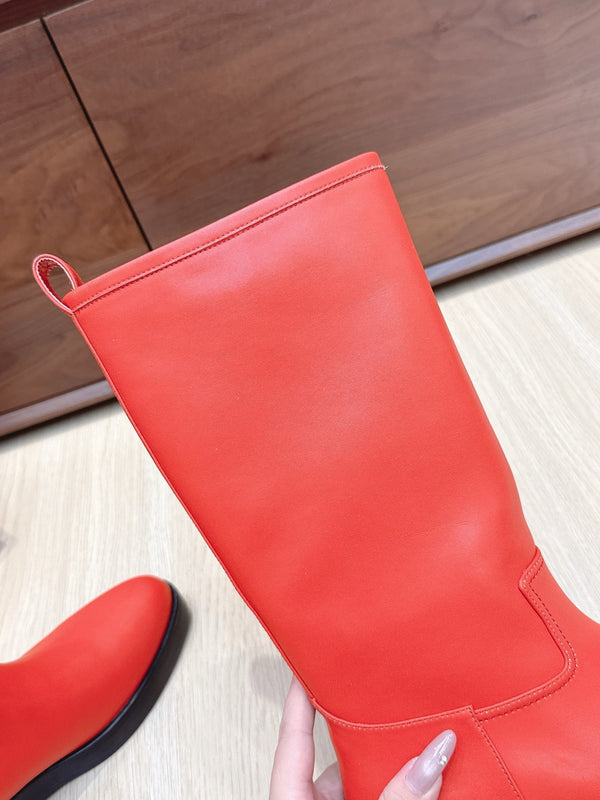 LP Mid-Calf Boots 20mm Red Cowhide Sheepskin 447743