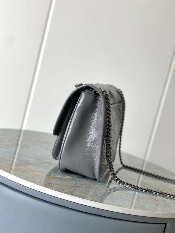 Niki Baby Shoulder Bag 28cm Dark Grey Glossy Leather 286060