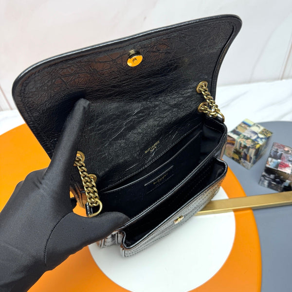 Niki Baby Shoulder Bag 22cm Black Glossy Leather 285487