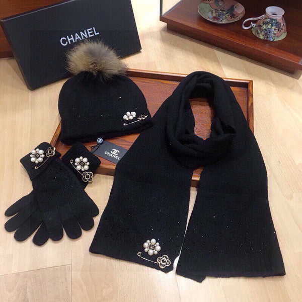 SET TRE PEZZI IN CASHMERE NERO 424004 