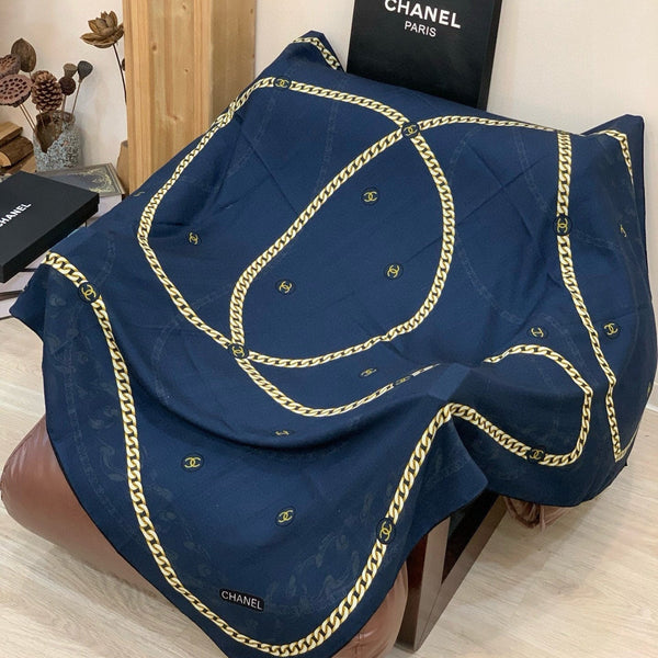 Foulard CC 25 Cachemire Bleu Foncé 140cm 293265