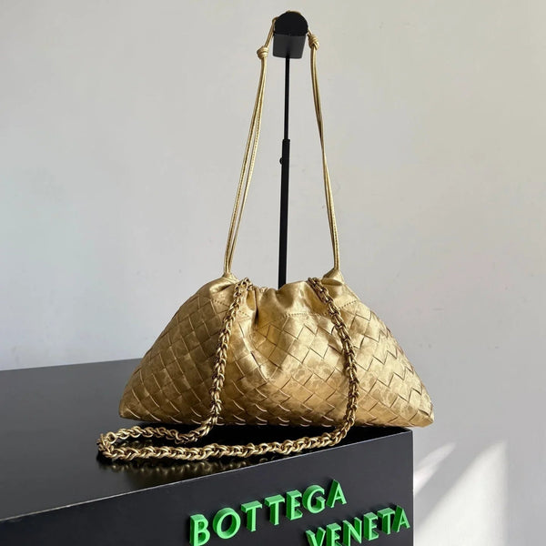 Bottega Veneta 2026 Dustbag 33cm Or Intrecciato Lamina Cuir Satiné 137019