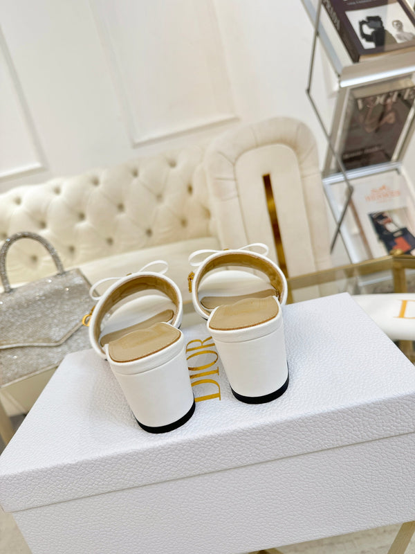 CD Cannage Heeled Slide 3.5cm White Quilted Lambskin 668028