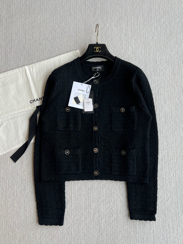 Chanel 25P Cardigan Black Cashmere 220195