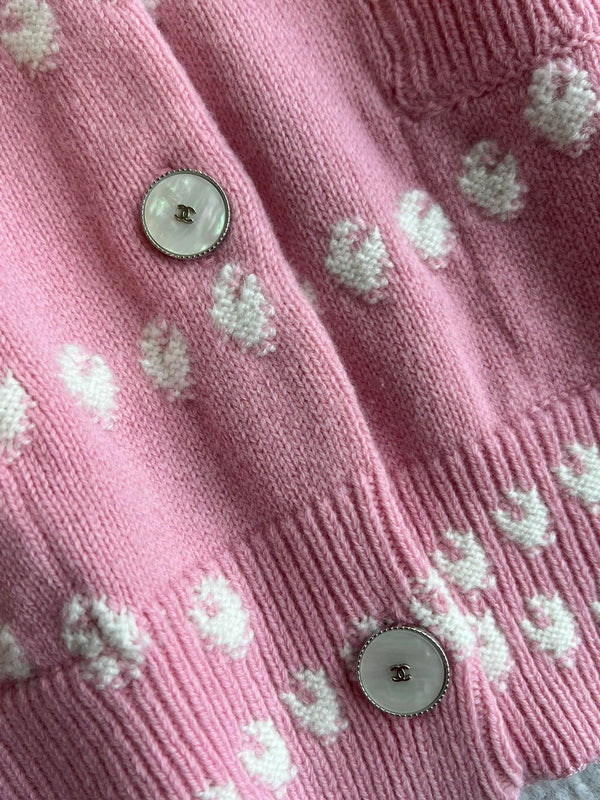 Chanel 25P Cardigan Pink Mix White Cashmere 229516