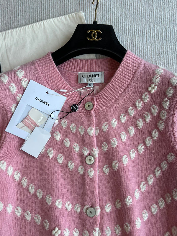 Chanel 25P Cardigan Pink Mix White Cashmere 229516
