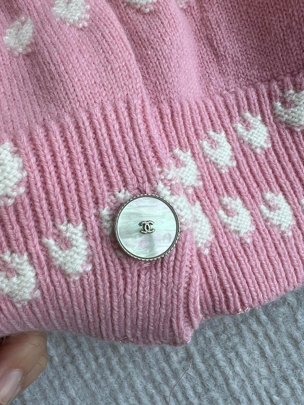 Chanel 25P Cardigan Pink Mix White Cashmere 229516