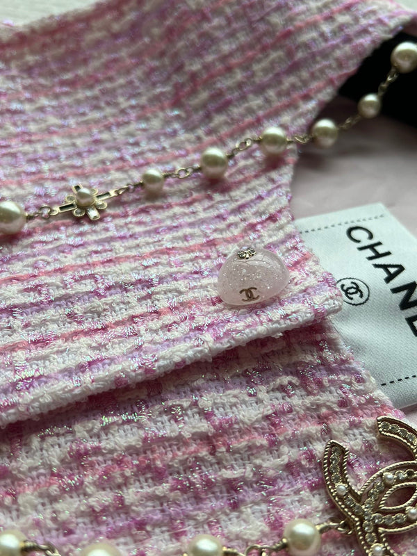 Chanel 25P Gilet Pink Cotton and Wool Tweed 235902