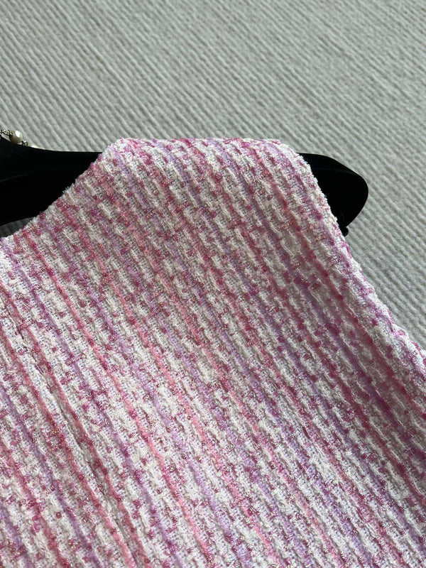 Chanel 25P Gilet Pink Cotton and Wool Tweed 235902