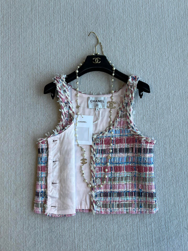 CC 25SS Woolen Vest with Hand-Woven Tassel Ribbons Colorful 277206