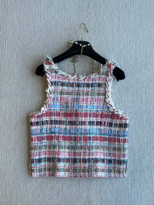 CC 25SS Woolen Vest with Hand-Woven Tassel Ribbons Colorful 277206
