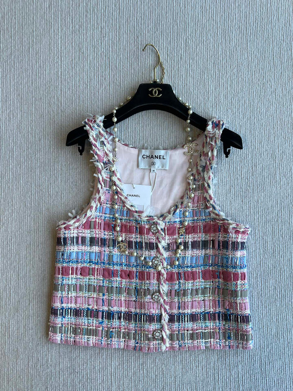 CC 25SS Woolen Vest with Hand-Woven Tassel Ribbons Colorful 277206