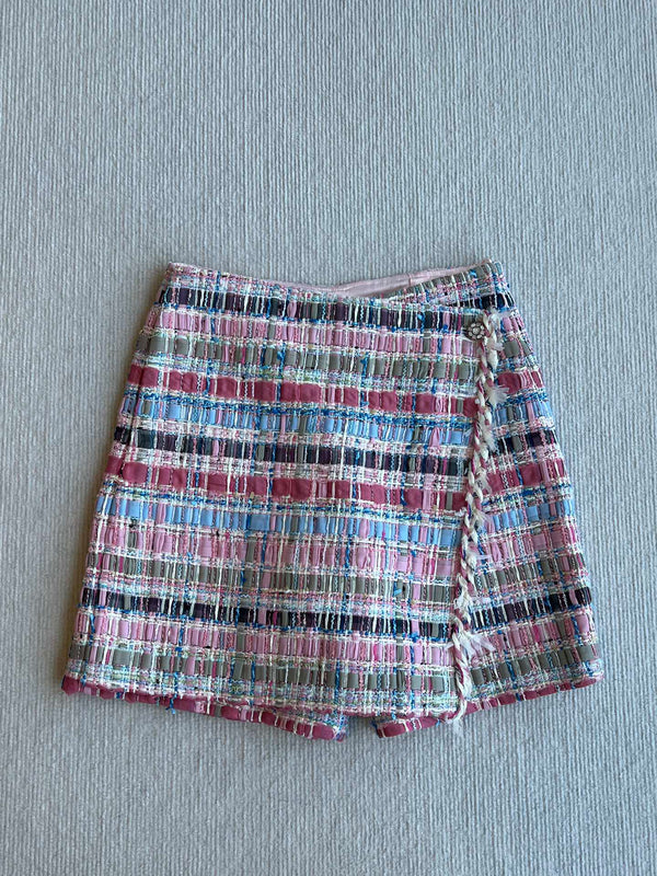 CC 25SS Woolen Skirt with Hand-Woven Tassel Ribbons Colorful 277207
