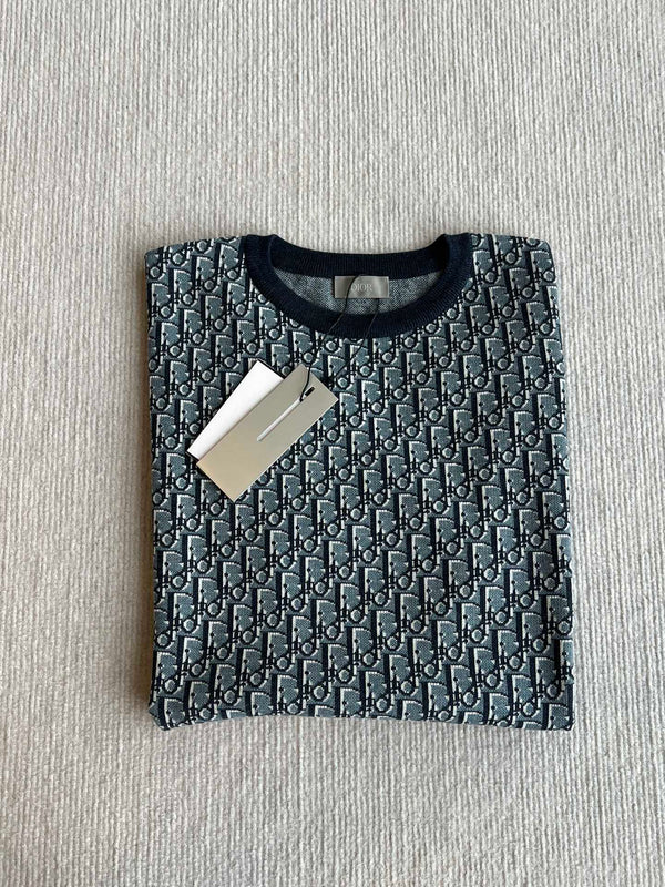 CD 25 Monogramma Blu Grigio Cotone