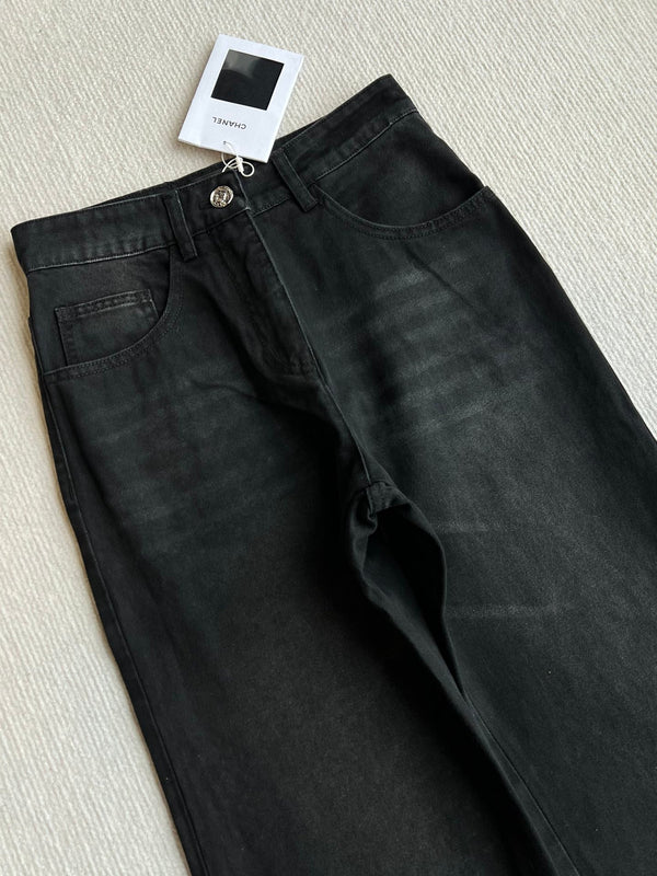 Pantaloni a gamba larga CC 25SS in denim nero 277038