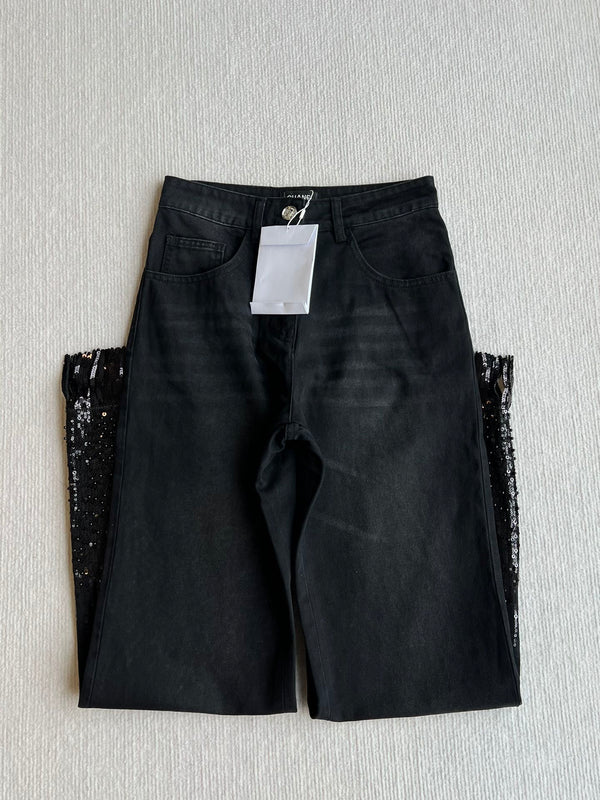 Pantaloni a gamba larga CC 25SS in denim nero 277038