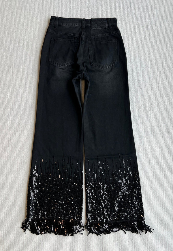 Pantaloni a gamba larga CC 25SS in denim nero 277038