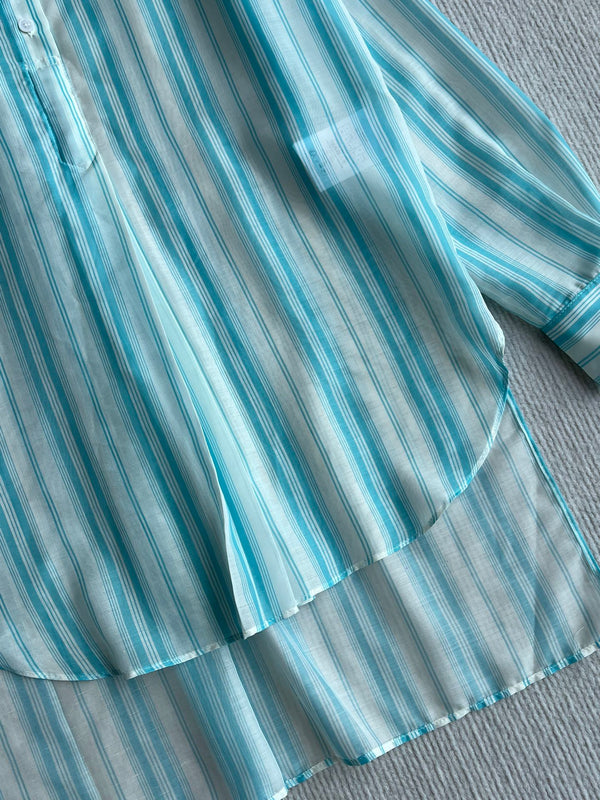 CD 25 Striped Shirt Blue Cotton