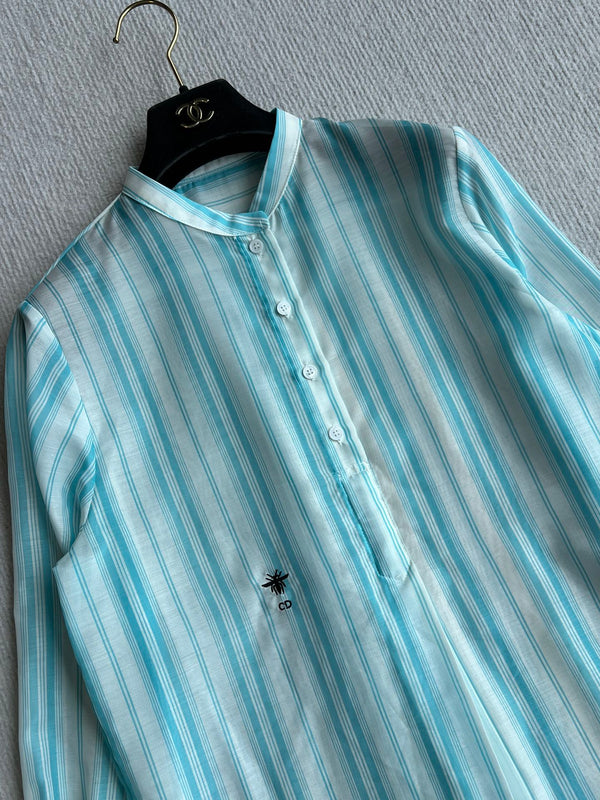 CD 25 Striped Shirt Blue Cotton